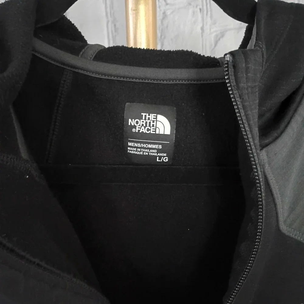 Mens The North Face‎ Black & Gray Full Zip Hoodie Size LARGE Pockets
